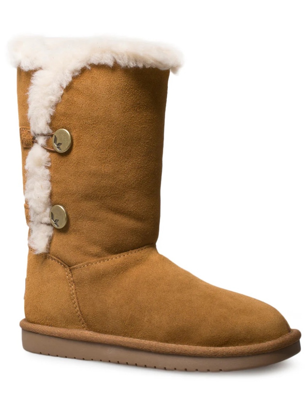 Koolaburra Chestnut Suede Button-Trim Tall Boot